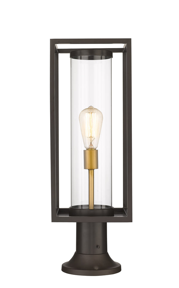 Dunbroch 1 Light Outdoor Pier Mounted Fixture in Deep Bronze + Outdoor Brass Finish