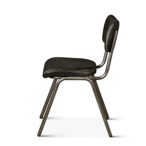 Bill 17" Ebony Leather and Iron Dining Chair