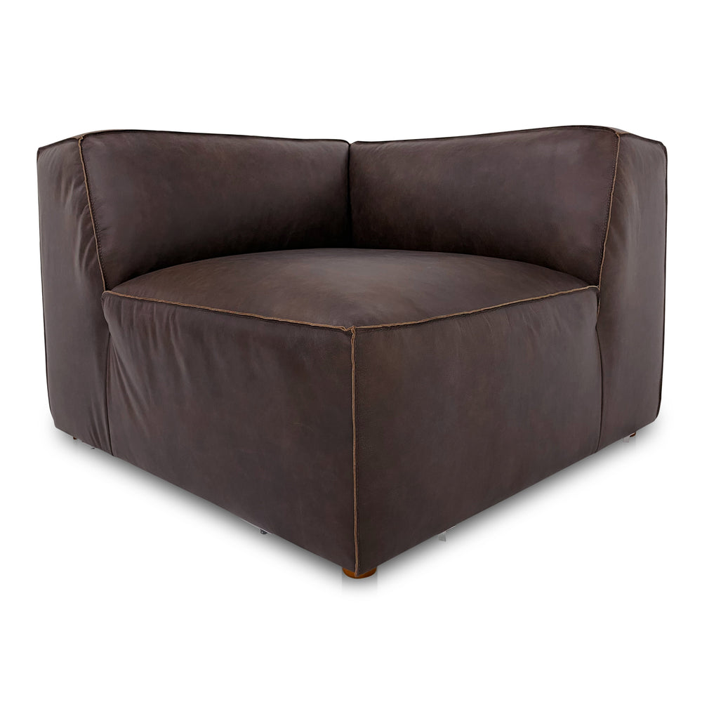 Form Corner Chair in Espresso Brown Leather