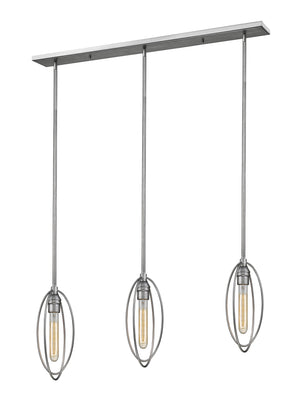 Persis 3 Light Island/Billiard in Old Silver Finish