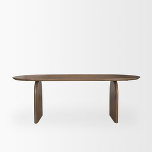 Isla Oval Dining Table w/Dark Brown Wood Top & Arched Legs