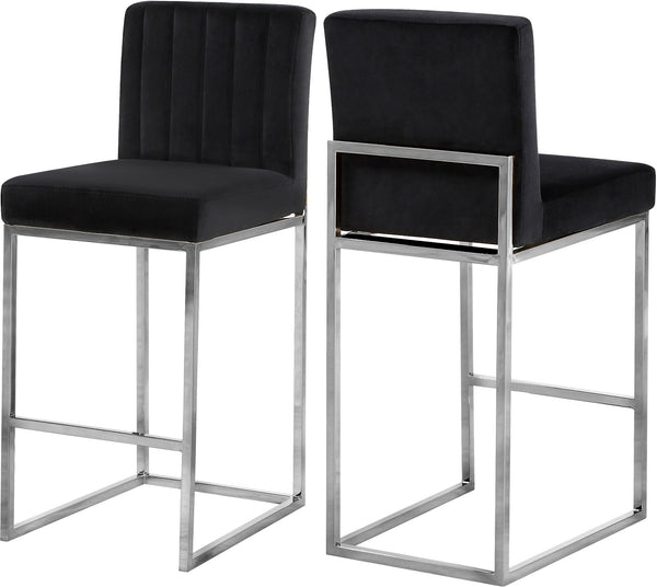 Joanna Stool In Black Velvet and Chrome