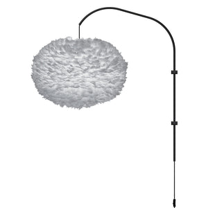 Eos XL 1-Light Wall Lamp in Grey with Black Wall Hanger