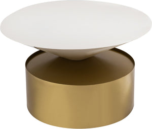 Abel Coffee Table In White and Brushed Brass