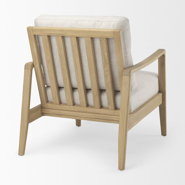 Raeleigh 28.0L x 34.1W x 34.4H Cream Fabric W/Light Brown Wood Accent Chair