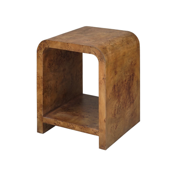 WATERFALL EDGE TWO TIER SIDE TABLE IN DARK BURL WOOD