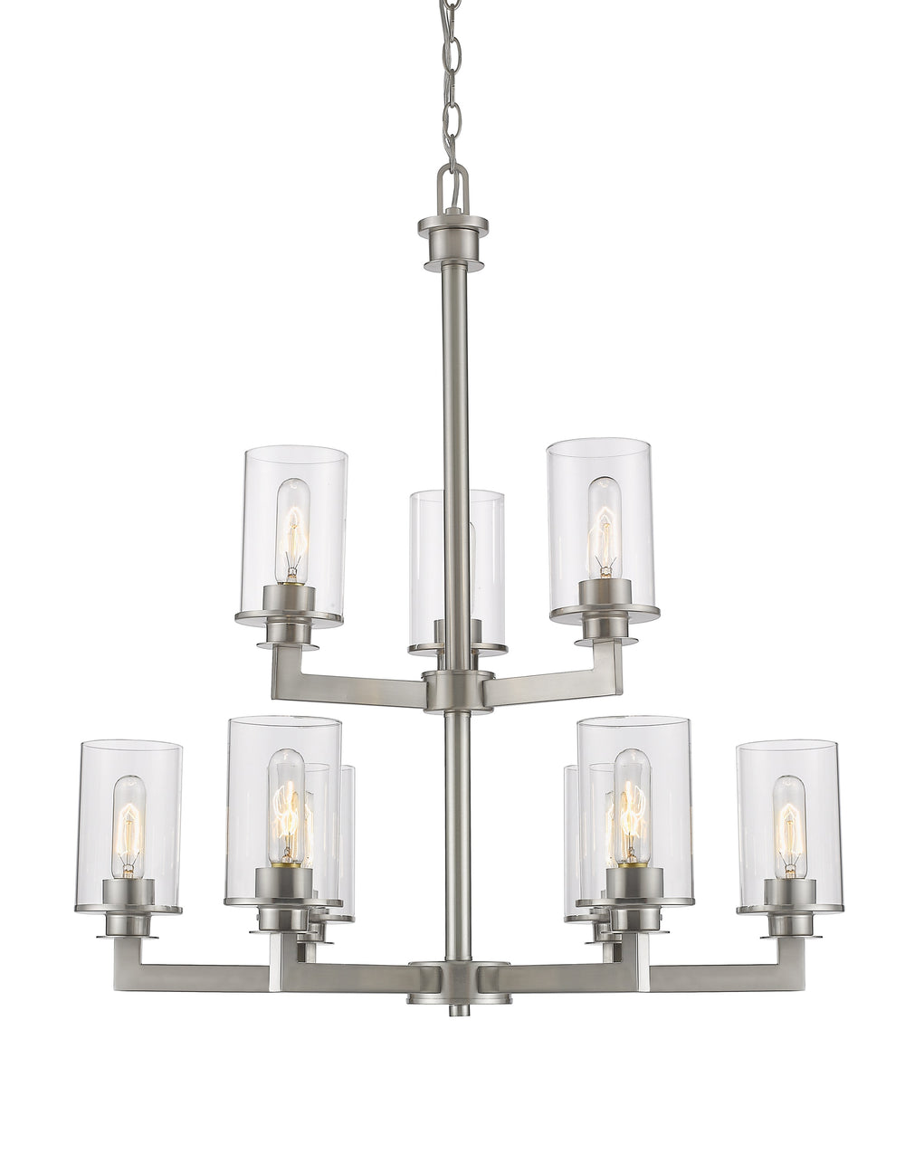 Savannah 9 Light Chandelier in Brushed Nickel Finish