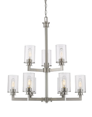 Savannah 9 Light Chandelier in Brushed Nickel Finish