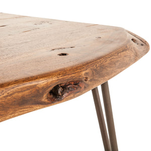 Vail Acacia Wood Live Edge Coffee Table in Walnut Finish