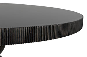 Portobello Dining Table, Hand Rubbed Black with Light Brown Trim