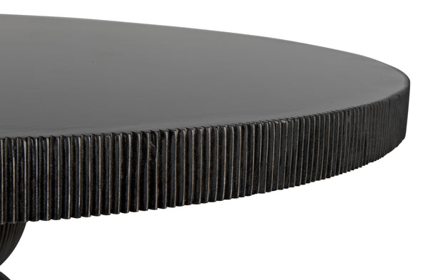 Portobello Dining Table, Hand Rubbed Black with Light Brown Trim