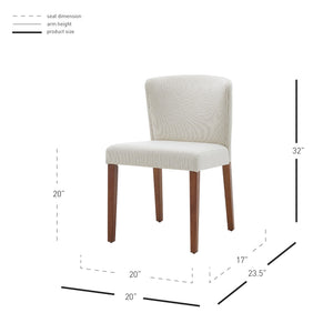 Albie Fabric Dining Side Chair In Cardiff Cream (Set of 2)