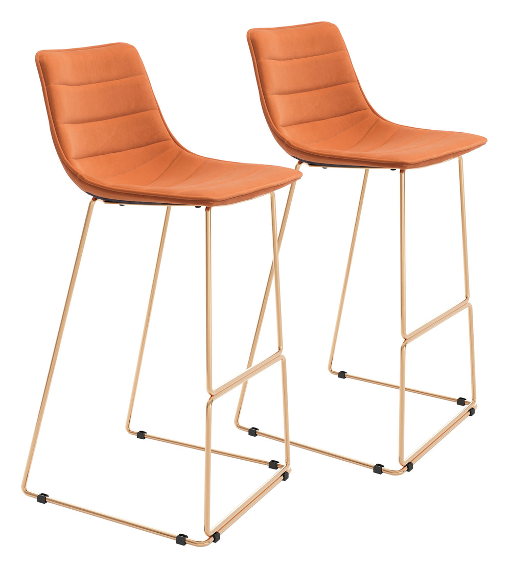 Adele Barstool (Set of 2) Orange & Gold