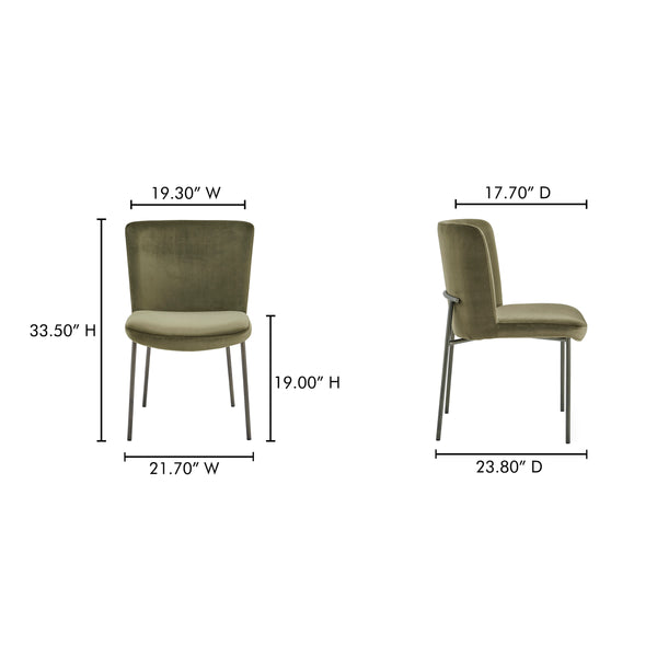 Moe's Early Dining Chair Faux Green Mohair