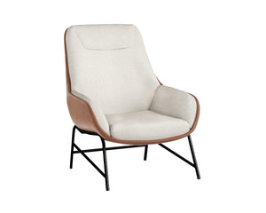 LUCIER LOUNGE CHAIR - BELFAST OATMEAL / BRAVO COGNAC