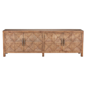Elani Solid Wood 4-Door Cabinet in Brown