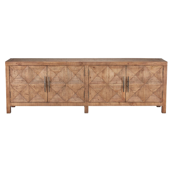 Elani Solid Wood 4-Door Cabinet in Brown