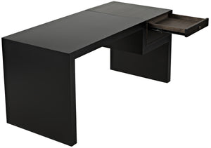 Alvaro Ebony Walnut Desk in Matte Black Steel