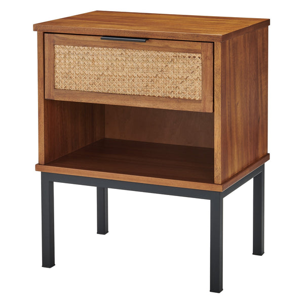 Caine Rattan Night Stand/Side Table In Brown