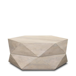 Arreto Hexagonal Hinged Solid Wood Top and Base Coffee Table