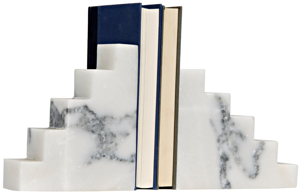 Step Bianco Crown Marble Bookends