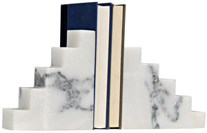 Step Bianco Crown Marble Bookends