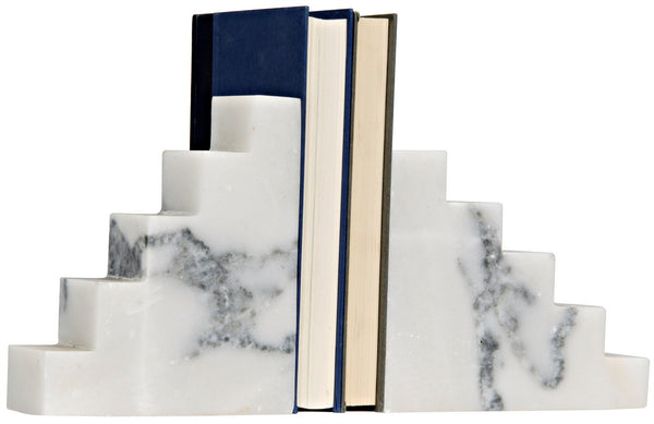 Step Bianco Crown Marble Bookends
