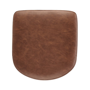 Rylee KD Faux Leather Backless Counter Stool, Vintage Cognac 