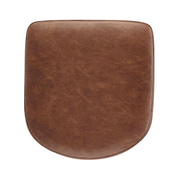 Rylee KD Faux Leather Backless Counter Stool, Vintage Cognac 