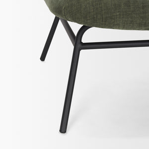 Nora Forest Green Fabric w/ Matte Black Metal Legs Accent Chair