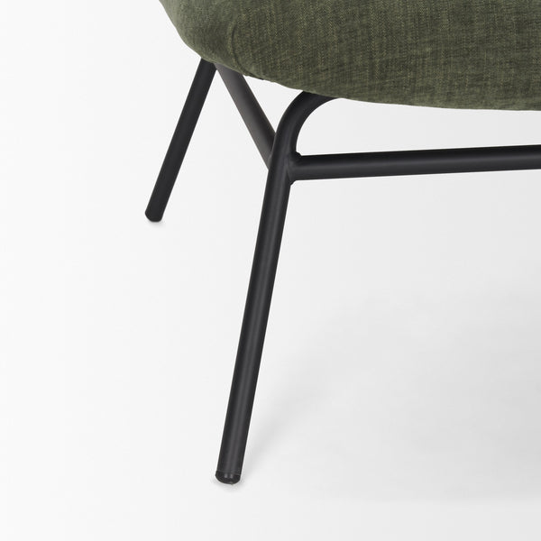 Nora Forest Green Fabric w/ Matte Black Metal Legs Accent Chair