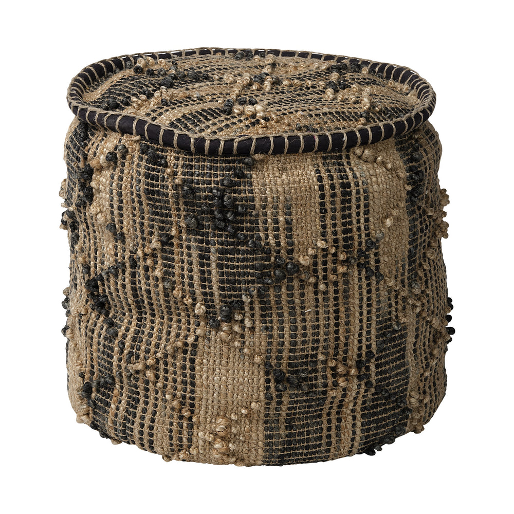 Riley Tan Jute Popcorn Stich Cylindrical Pouf