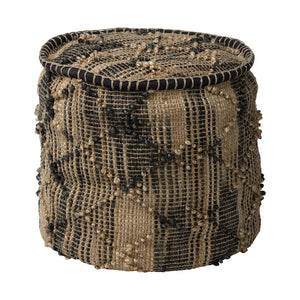 Riley Tan Jute Popcorn Stich Cylindrical Pouf