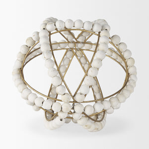 Espanlade II Large 11L x 11W White Wooden Beaded Orb
