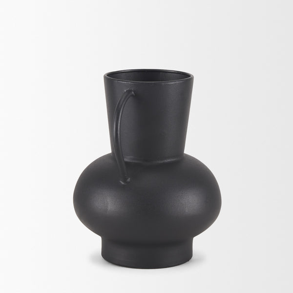 Tasya Small Matte Black Metal Vase
