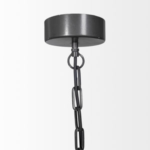 Liam I 32x30 Black Wooden Bead Bowl-Style Four Bulb Chandelier