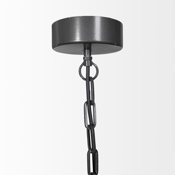 Liam I 32x30 Black Wooden Bead Bowl-Style Four Bulb Chandelier