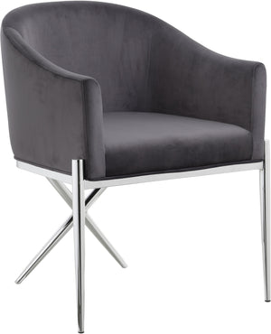 Doris Dining Chair In Grey Velvet and Chrome
