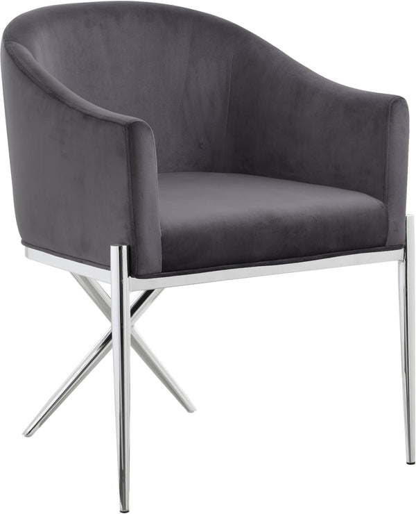 Doris Dining Chair In Grey Velvet and Chrome