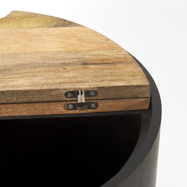 Eclipse Gunmetal Gray Drum Base w/ Brown Wood Top End/Side Table