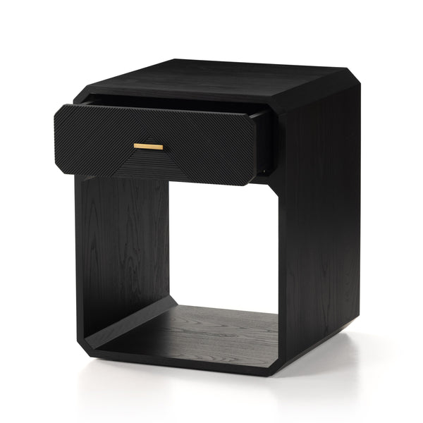 Caspian Nightstand in Black Ash Veneer
