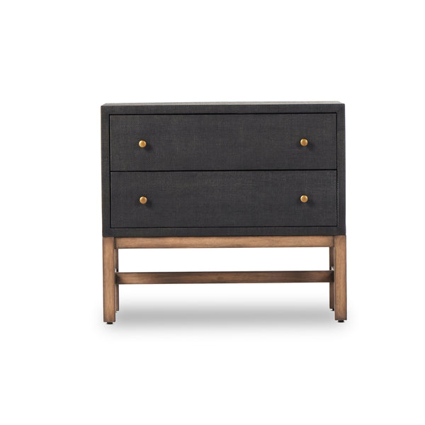 Fiona Nightstand In Black Raffia