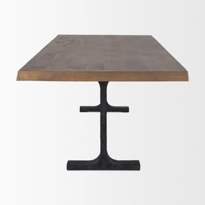 Araxi Rectangular Dark Brown Wood w/ Black Metal Base Dining Table