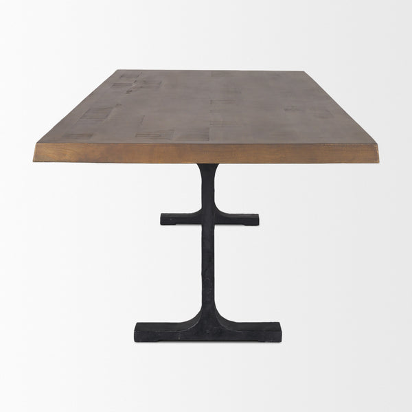 Araxi Rectangular Dark Brown Wood w/ Black Metal Base Dining Table