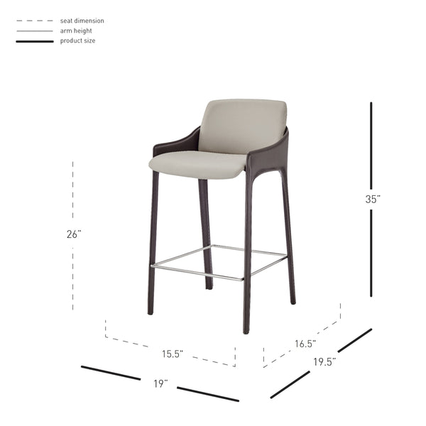 Stella Faux Leather Counter Stool, Taupe/Dark Brown