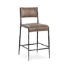 Kayne Leather Counter Stool with Iron Hammered Frame