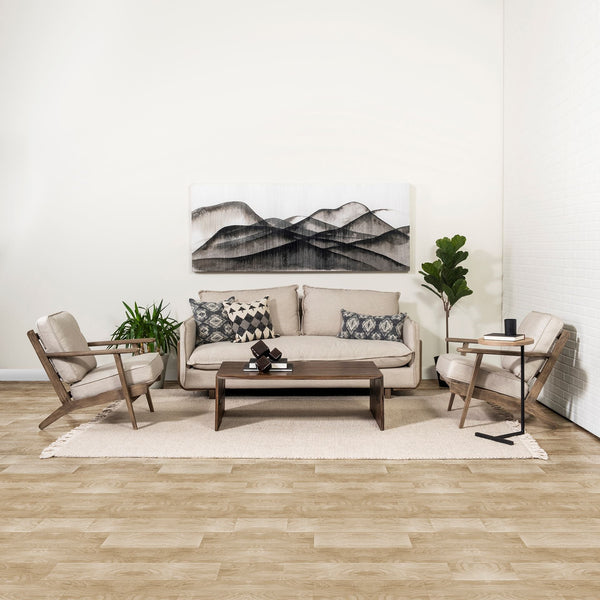 Roy I 84" Beige Upholstered Three Seater Sofa