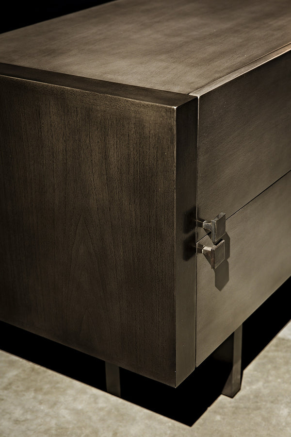 Amidala Mahogany and Veneer Sideboard with Brass Pulls in Two-Tone Pale