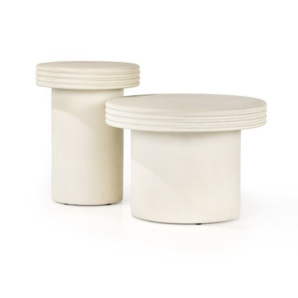 Grecia Outdoor End Table In Large In White
