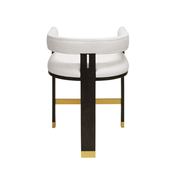 MODERN WOODEN ACCENT COUNTER STOOL WITH WHITE LINEN UPHOLSTERY